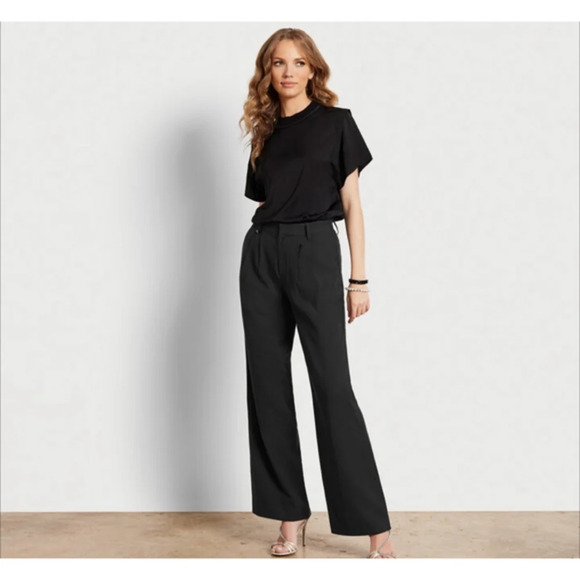 Sam Edelman Black Wide Leg Pants Size 32 High Rise - Picture 1 of 7